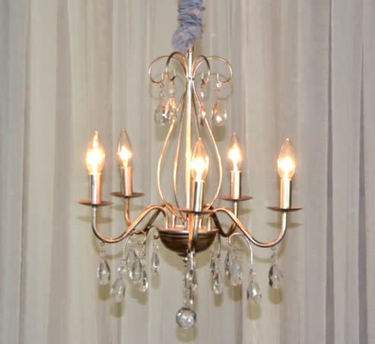5 Light Pewter Crystal Chandelier