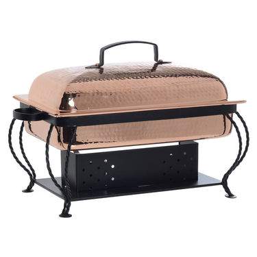 Chafer 8 qt Ornate Hammered Copper Rectangle