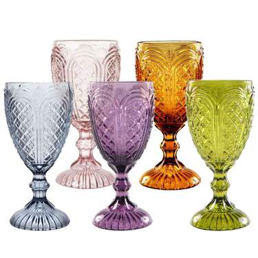 Colored Carousel Glass Goblet Collection